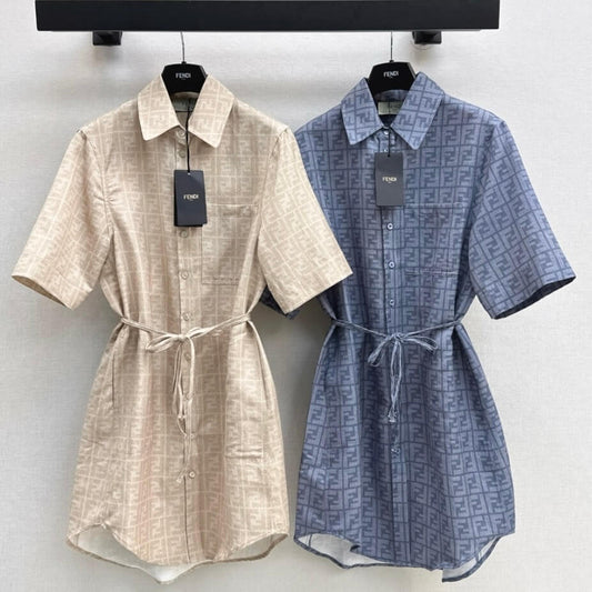 Casual Chic Letter-Print Shirt Dress