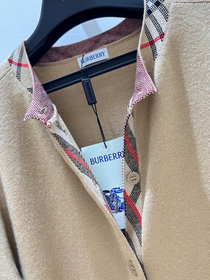 25 wool colorblock round neck knitted cardigan