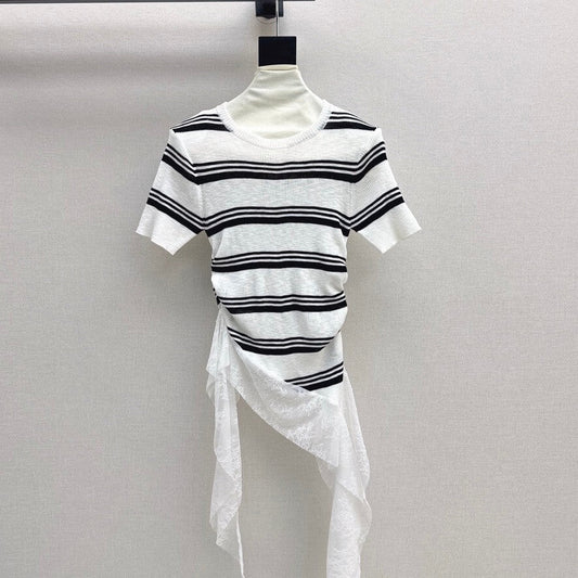 Deconstructed Lace-Knit Tee