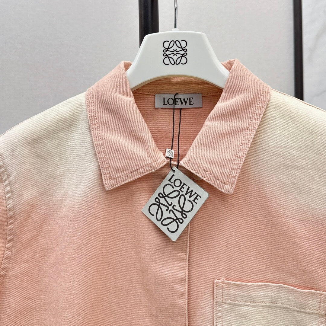 Versatile Fashionable Gradient Washed Cropped Denim Shirt