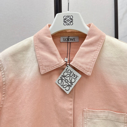 Versatile Fashionable Gradient Washed Cropped Denim Shirt