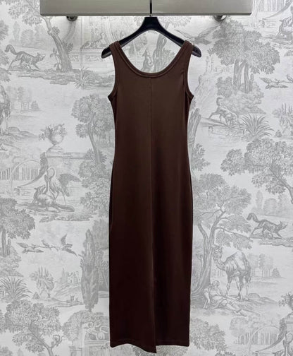 Classic Cropped Solid Color Vest Dress