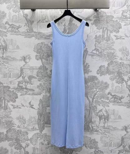 Classic Cropped Solid Color Vest Dress