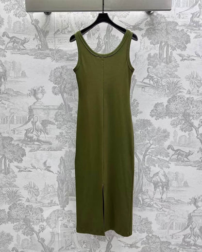 Classic Cropped Solid Color Vest Dress