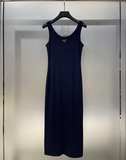 Classic Cropped Solid Color Vest Dress