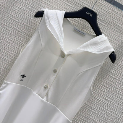 Classic Minimalist Solid Lace Trim Dress