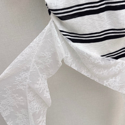 Deconstructed Lace-Knit Tee