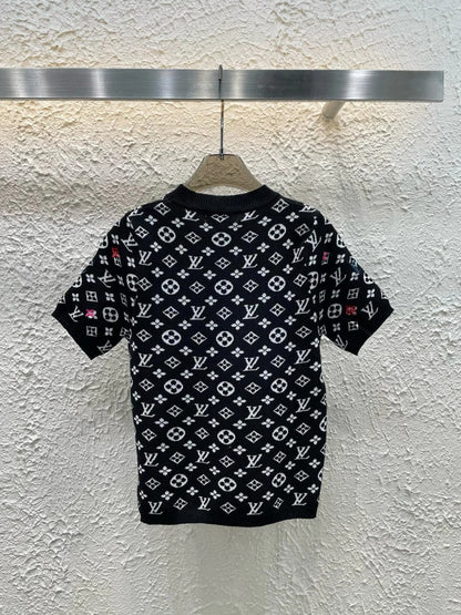 25ss new spring dark pattern jacquard knitted T-shirt