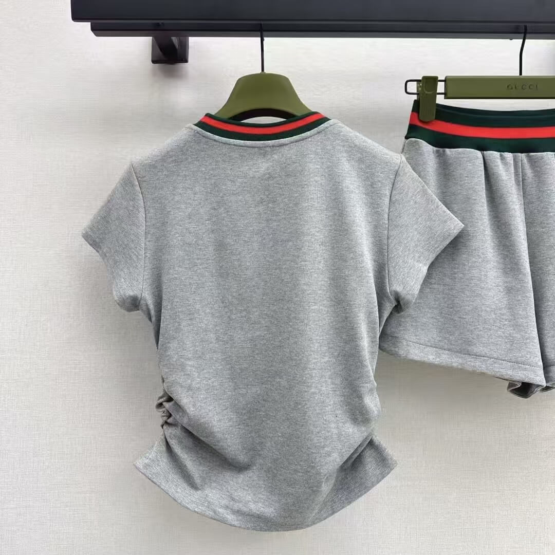 Casual Waist-Cinching Cropped Short Sleeve & Shorts Set