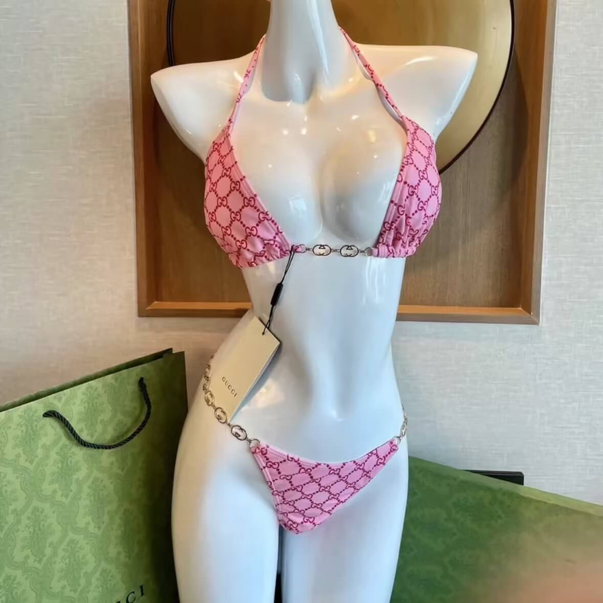 Fashionable & Sexy Pink All-Over Print Swimsuit