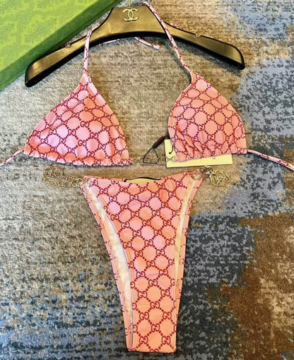 Fashionable & Sexy Pink All-Over Print Swimsuit