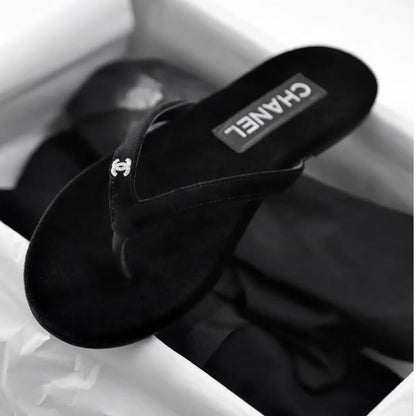 Casual Slim-Strap Velvet Flip-Flops