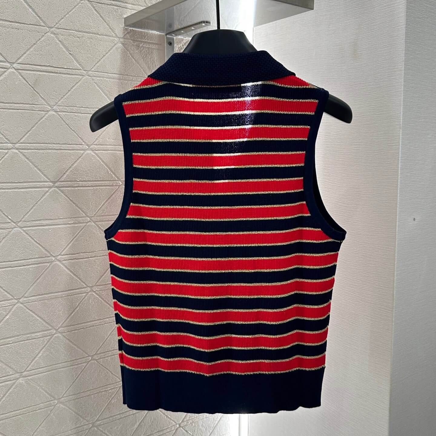 Striped Color-Block V-Neck Knit Vest