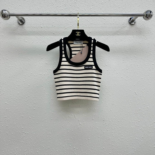 Classic Versatile Striped U-Neck Vest