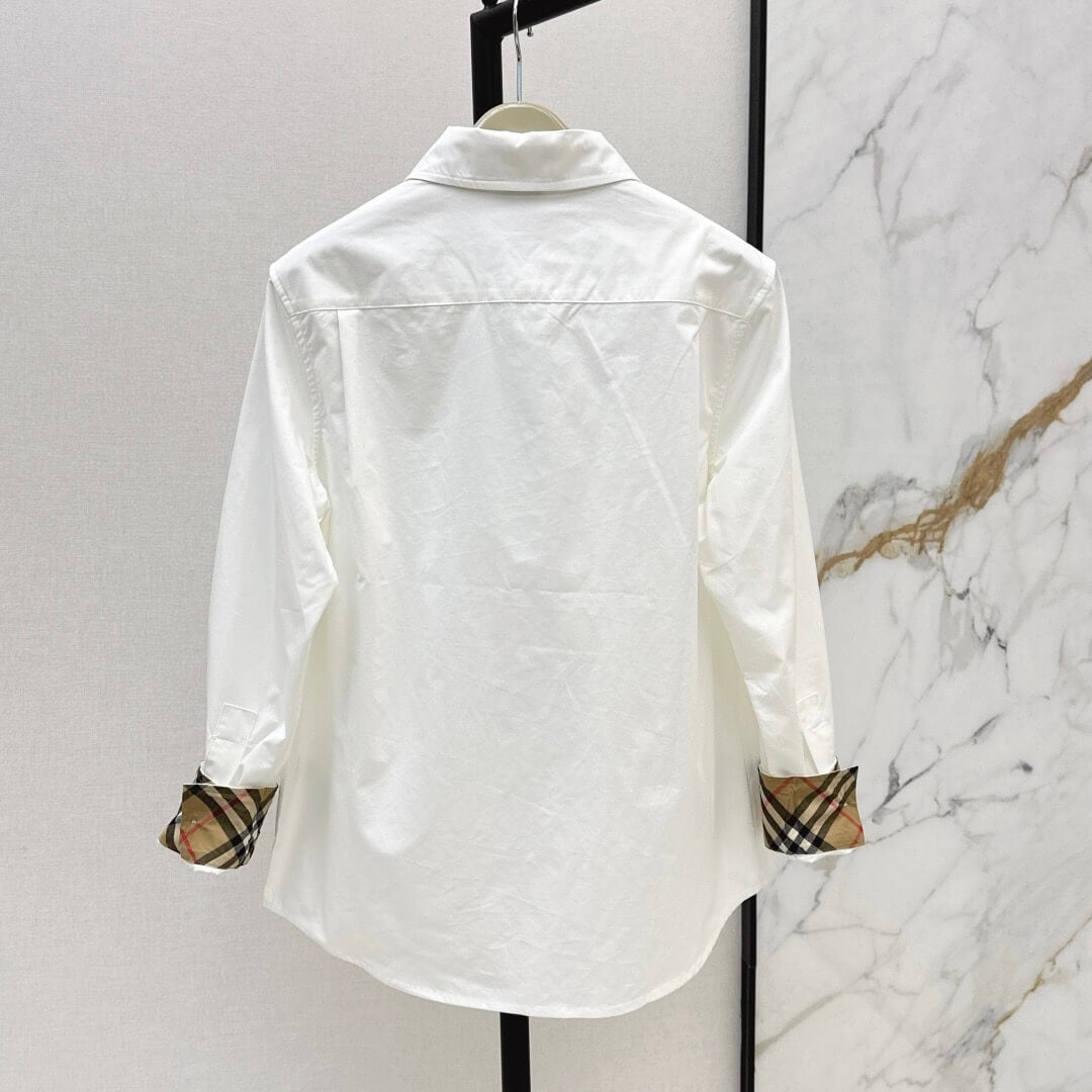 Cuff Plaid-Patch Embroidered Shirt