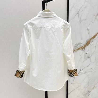 Cuff Plaid-Patch Embroidered Shirt