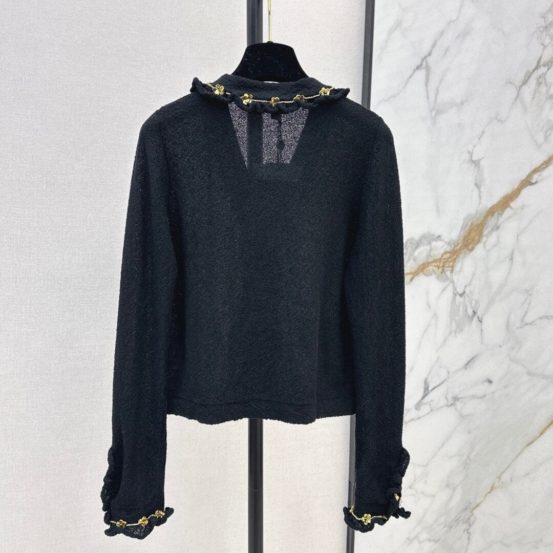 Elegant Beaded Floral Knit Cardigan