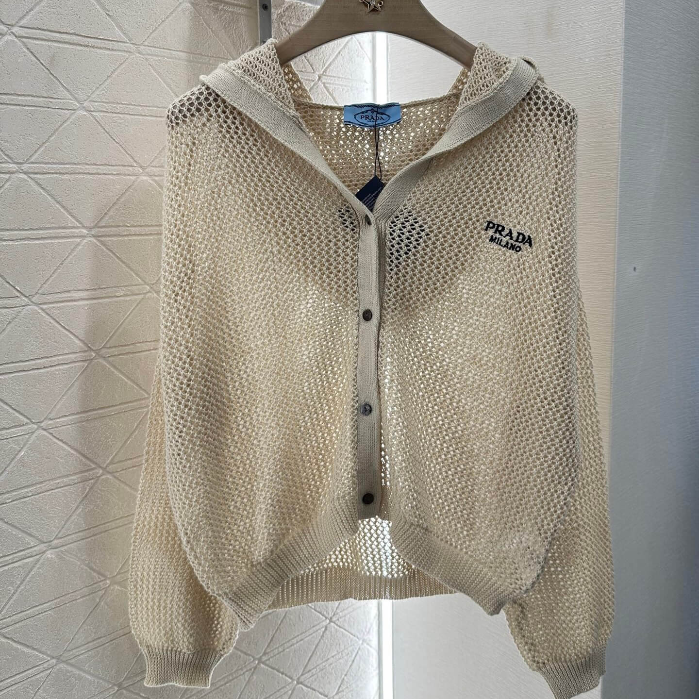 Retro Open-Knit Hooded Cardigan