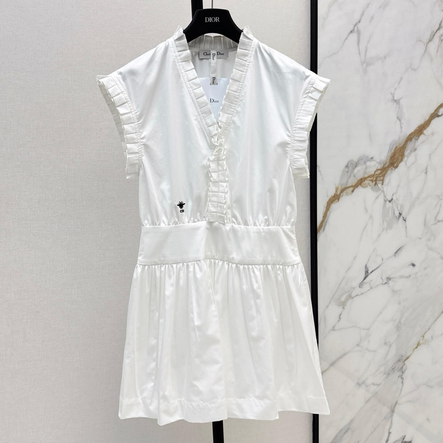 V-Neck Flounced Hem Dress