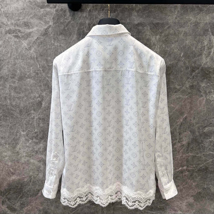 Lace Four-Leaf Clover Element Print Shirt & Shorts Set