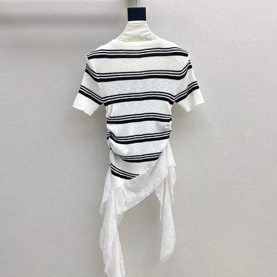 Deconstructed Lace-Knit Tee