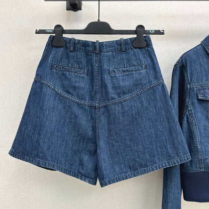 Low-Rise Button-Fly Denim Skort