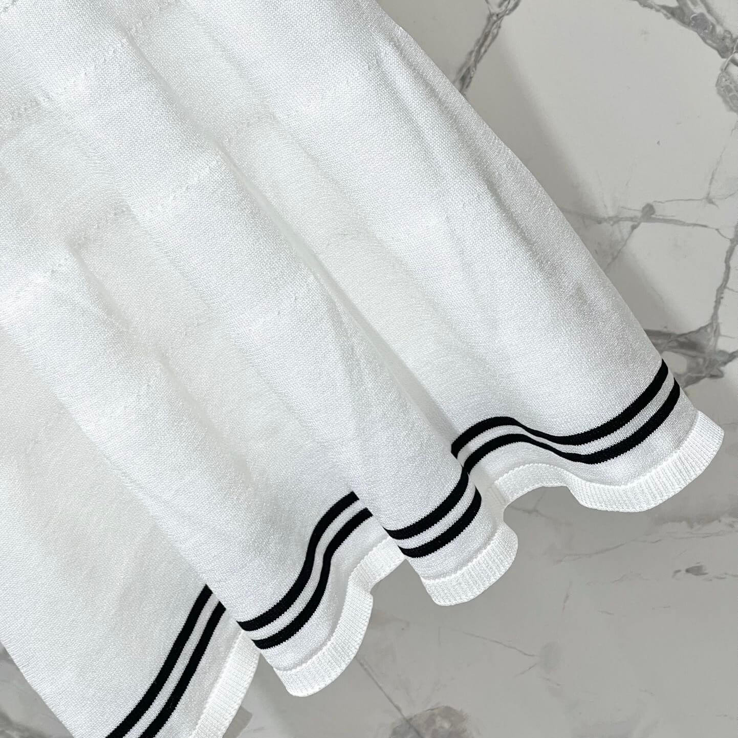 Nautical Tie-Waist Bell-Sleeve Knit Dress