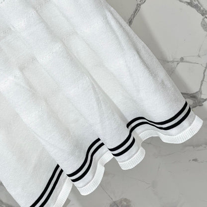 Nautical Tie-Waist Bell-Sleeve Knit Dress