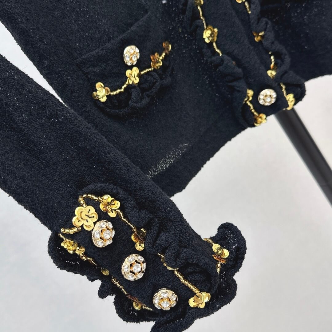 Elegant Beaded Floral Knit Cardigan