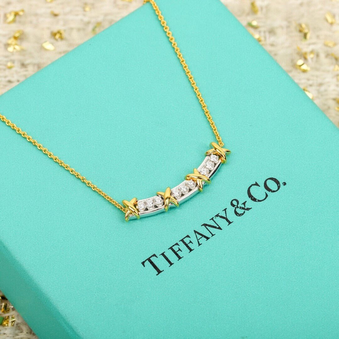 Classic Cross Diamond-Inlaid Smile Necklace