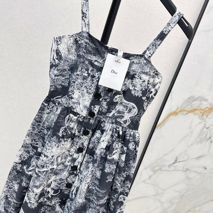 Minimalist Jungle Print Strappy Dress