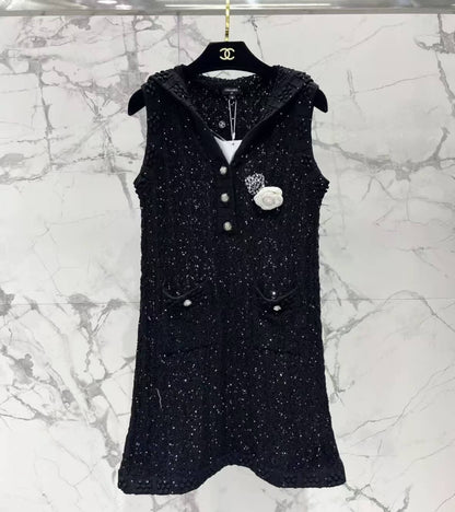 Classic Sailor Collar Camellia Knit Dress