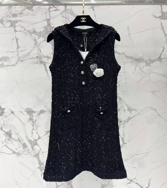 Classic Sailor Collar Camellia Knit Dress