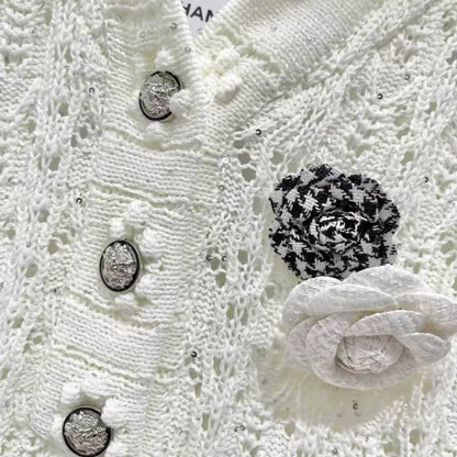 Classic Sailor Collar Camellia Knit Dress