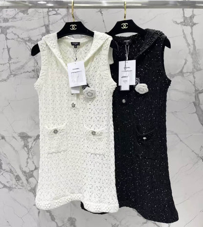 Classic Sailor Collar Camellia Knit Dress