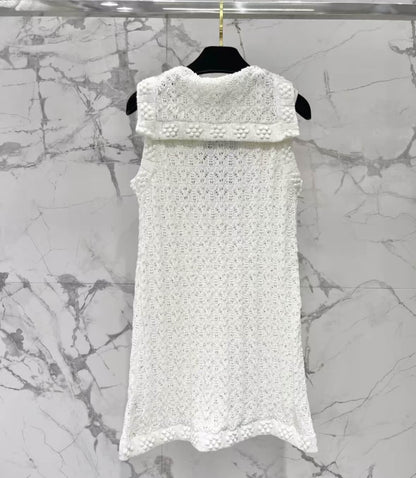 Classic Sailor Collar Camellia Knit Dress