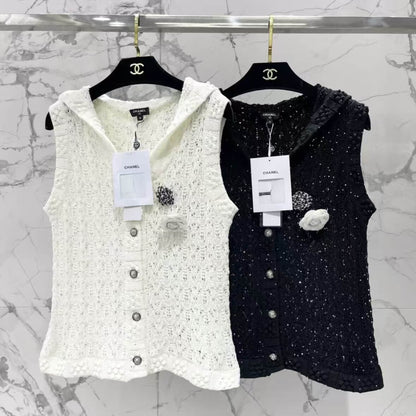 Classic Sailor Collar Camellia Knit Vest