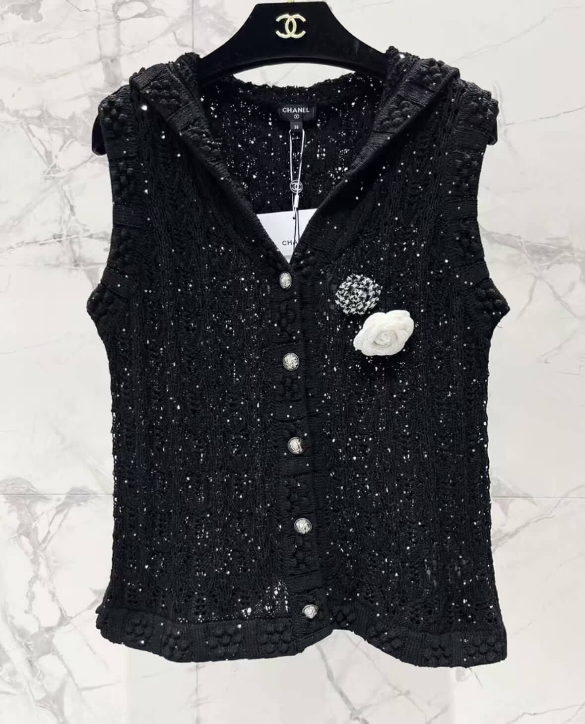 Classic Sailor Collar Camellia Knit Vest