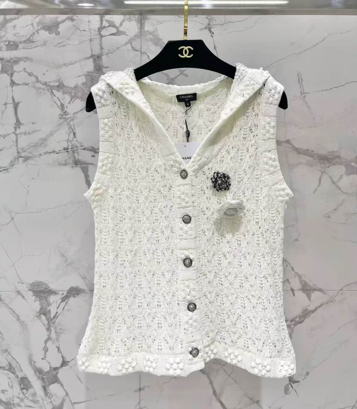 Classic Sailor Collar Camellia Knit Vest