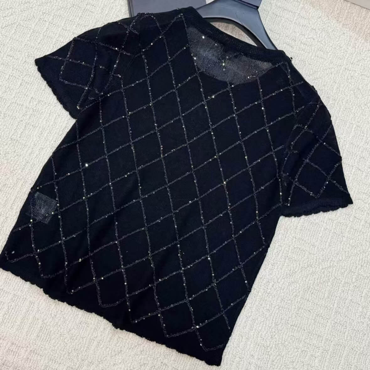 Classic Chain-Embellished Sheer Back Tops