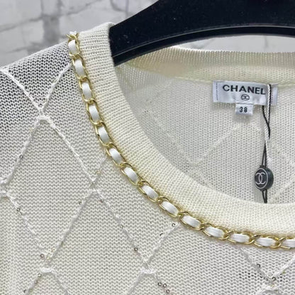 Classic Chain-Embellished Sheer Back Tops