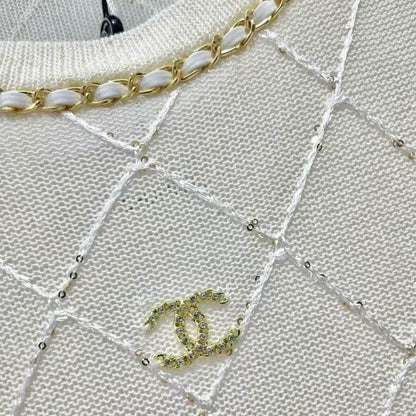 Classic Chain-Embellished Sheer Back Tops