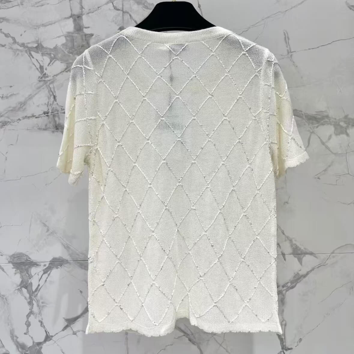 Classic Chain-Embellished Sheer Back Tops