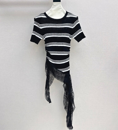 Deconstructed Lace-Knit Tee