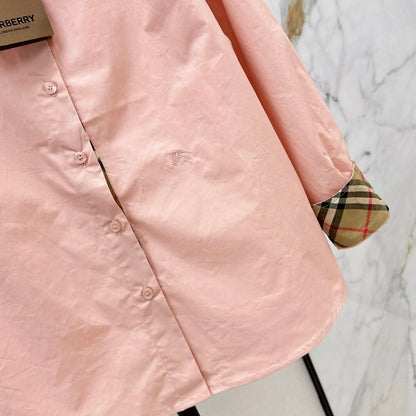 Cuff Plaid-Patch Embroidered Shirt