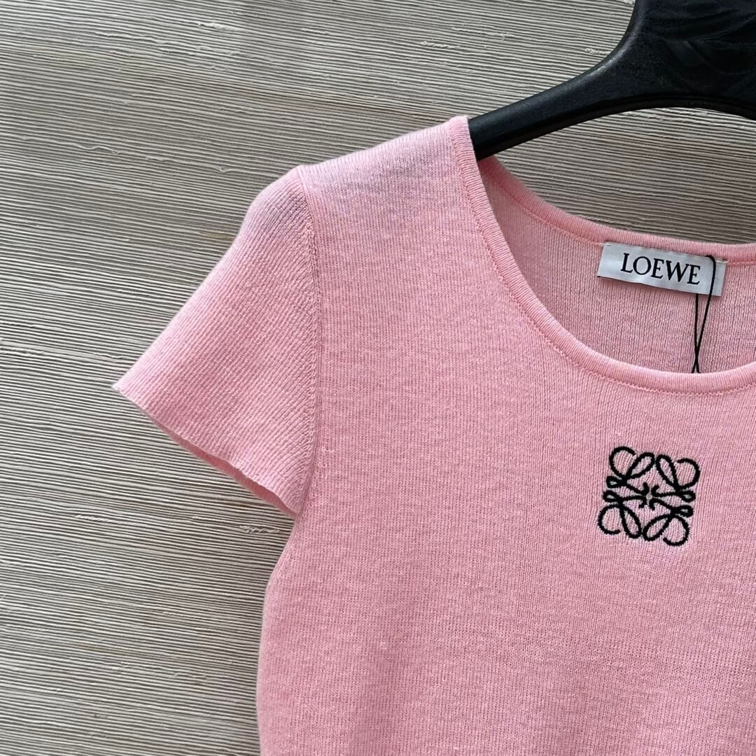 Embroidered-Logo Fitted Knit Tee