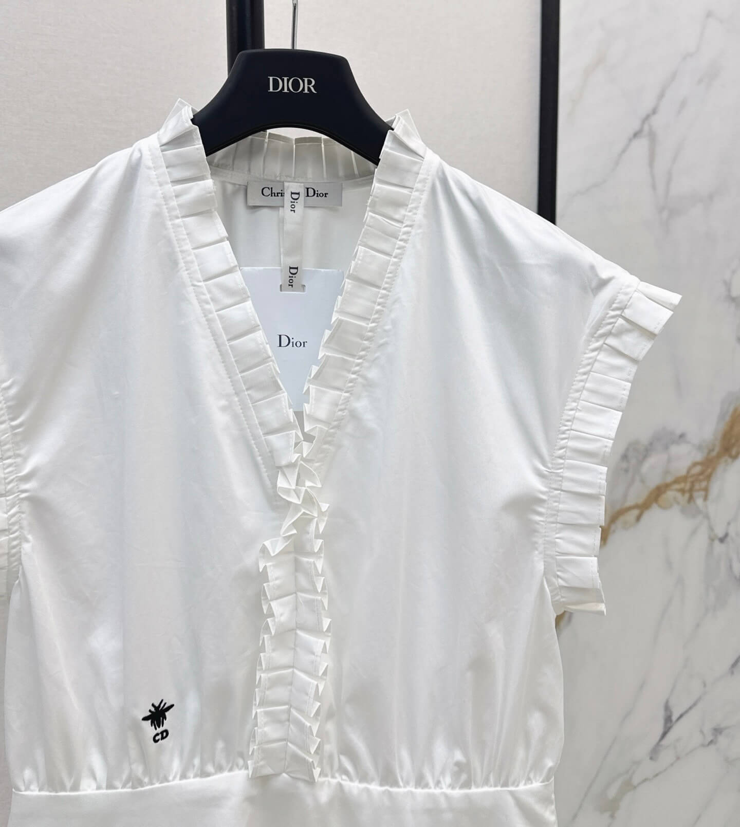 V-Neck Flounced Hem Dress