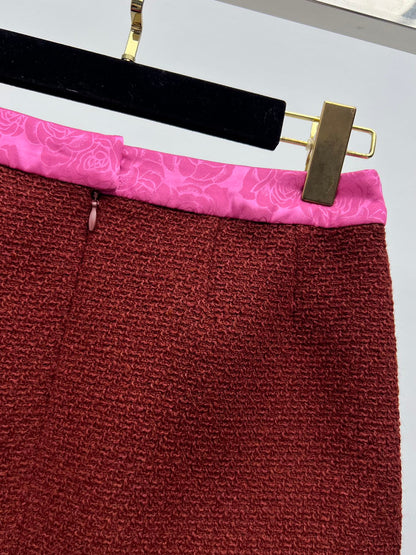 Retro Caramel Tweed Vest + Skirt Set (Advanced Hand-Spun Series)