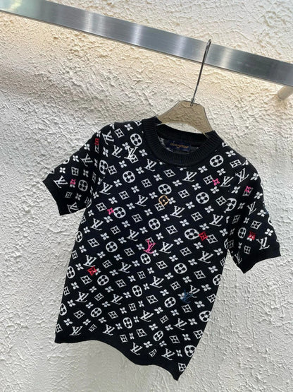 25ss new spring dark pattern jacquard knitted T-shirt