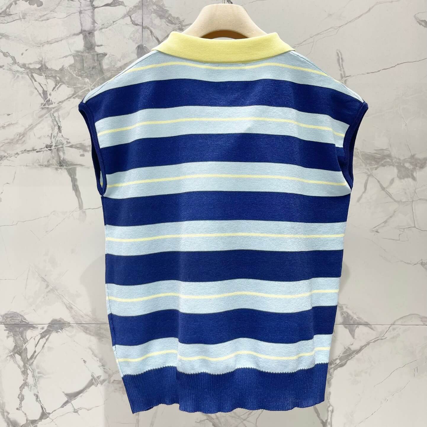 Color-Blocked Stripe Knit Blazer